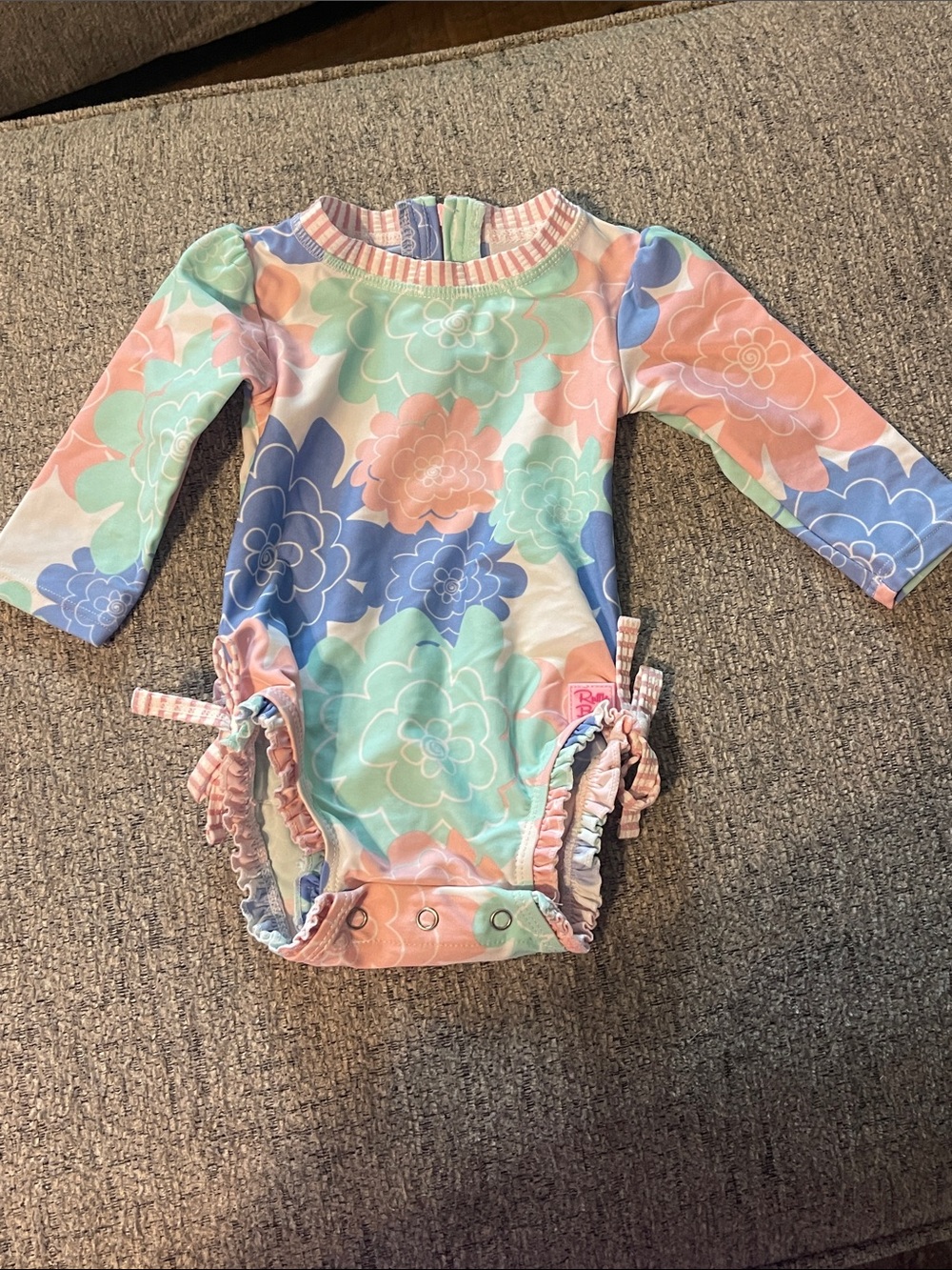 Ruffle Butts Pastel Floral Long Sleeve One-Piece Swimsuit